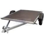 ALFA 13018MP.75L egytengelyes fékezetlen mellsőkerekes laprugós síkplatós utánfutó 300x180cm Össztömeg 750 KG