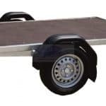 ALFA 13018MP.75L egytengelyes fékezetlen mellsőkerekes laprugós síkplatós utánfutó 300x180cm Össztömeg 750 KG