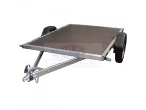 ALFA 13018MP.75L egytengelyes fékezetlen mellsőkerekes laprugós síkplatós utánfutó 300x180cm Össztömeg 750 KG