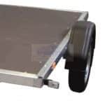 ALFA 13018MP.75L egytengelyes fékezetlen mellsőkerekes laprugós síkplatós utánfutó 300x180cm Össztömeg 750 KG