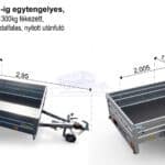 ALFA-B 22013MN.130-ig egytengelyes, 2,0x1,25m méretű, 1300kg, fékezett mellsőkerekes fix oldalfalas utánfutó