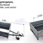 ALFA-B 22015MN.100 egytengelyes, 2,0x1,44m méretű 1000kg, fékezett mellsőkerekes fix oldalfalas utánfutó