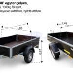 ALFA-B 22513MN.100F egytengelyes, 2,44x1,25m méretű, 1000kg fékezett mellsőkerekes fix oldalfalas playwood utánfutó