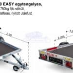 ALFA 12013MN.75A 10 EASY egytengelyes, 2,0x1,25m méretű, 750kg, fék nélküli, mellsőkerekes, fix oldalfalas, nyitott utánfutó