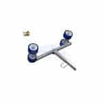 Görgős támasz szerelve/ 2 tengelyes, kék, tartóval és kötőelemekkel, kpl.