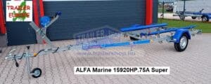 ALFA Marine 15920HP.75A* Super kihúzható vonórúddal, Egytengelyes, 4,9(6,07)x1,95m, 750kg, fék nélküli, párnafás, csónakszállító, hajószállító, max. 5,3m hajóig