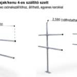 ALFA KK4 kajak/kenu 4-es szállító szett ALFA Neo csónakszállítóhoz, állítható, egyenes karokkal