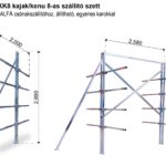 ALFA KK8 kajak/kenu 8-as szállító szett ALFA csónakszállítóhoz, állítható, egyenes karokkal