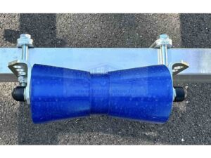 Hajógerinc görgő 8″, kék 194x90x61mm orsózó típus, 20mm tengelyen