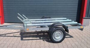 ALFA 12015MT.75.3 egytengelyes 1,98x1,5m méretű, 750kg, fékezetlen mellsőkerekes síkplatós motorszállító utánfutó