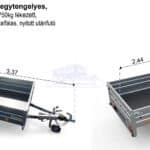 ALFA-B 22513MN.75L egytengelyes, 2,44x1,25m méretű 750kg, fékezett mellsőkerekes fix oldalfalas utánfutó
