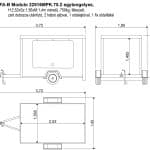 ALFA-B Modulo 22516MPK.75.2 dobozos egytengelyes H:2,52 x Sz:1,56 x M:1,4m méretű, 750kg, fékezett zárt utánfutó, 2 hátsó ajtóval, 1 oldal ajtóval, 1 fix oldalfallal