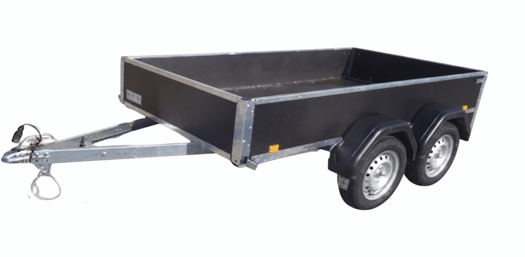 ALFA 12513MN.75TF fék nélkül, 2,44x1,25m méretű, 750kg kéttengelyes, tandemtengelyes utánfutó