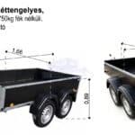 ALFA 12513MN.75TF fék nélküli, 2,44x1,25m méretű, 750kg kéttengelyes, tandemtengelyes utánfutó