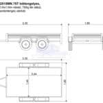 ALFA 12515MN.75T fék nélküli, 2,44x1,44m méretű, 750kg kéttengelyes, tandemtengelyes utánfutó