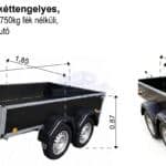 ALFA 13015MN.75TF fék nélküli, 2,94x1,44m méretű, 750kg kéttengelyes, tandemtengelyes utánfutó