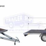 ALFA 13016MP.75T univerzális. 3,05x1,60m méretű, 750kg fék nélküli, mellsőkerekes, kéttengelyes, tandemtengelyes utánfutó