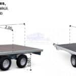 ALFA 13020AP.75T.10" univerzális, 3,05x2,00m, alsókerekes, fék nélküli, kéttengelyes, tandemtengelyes utánfutó