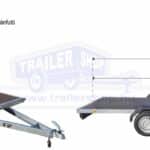 ALFA 13616MP.75T univerzális. 3,60x1,60m méretű, 750kg fék néküli mellsőkerekes, fékezetlen, kéttengelyes, tandemtengelyes utánfutó