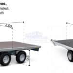 ALFA 14020AP.75T.10" univerzális. 4,05×2,0m méretű, 750kg fék nélküli alsókerekes, kéttengelyes, tandemtengelyes utánfutó