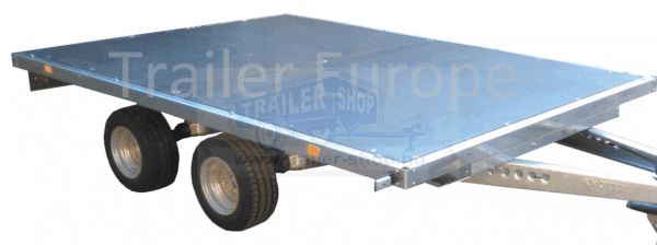 ALFA 14020AP.75T.10" univerzális. 4,05×2,0m méretű, 750kg fék nélküli alsókerekes, kéttengelyes, tandemtengelyes utánfutó