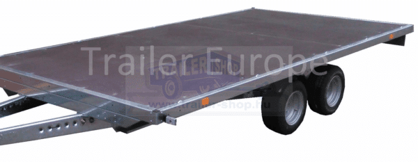 ALFA 14020AP.75T.10" univerzális. 4,05×2,0m méretű, 750kg fék nélküli alsókerekes, kéttengelyes, tandemtengelyes utánfutó