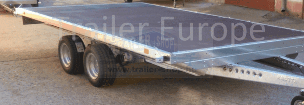 ALFA 14020AP.75T.10" univerzális. 4,05×2,0m méretű, 750kg fék nélküli alsókerekes, kéttengelyes, tandemtengelyes utánfutó