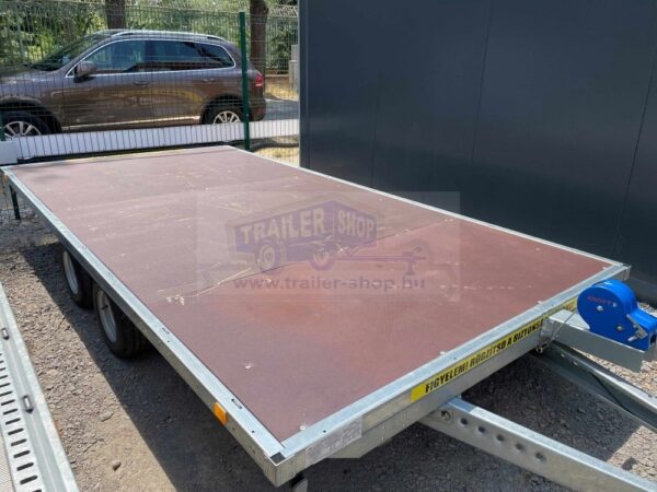 ALFA 14020AP.75T.10" univerzális. 4,05×2,0m méretű, 750kg fék nélküli alsókerekes, kéttengelyes, tandemtengelyes utánfutó