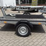 ALFA 12116MP.75 egytengelyes, 2.10×1.60m méretű, 750kg fék nélküli mellsőkerekes uniplatós síkplatós motorszállító és quadszállító utánfutó