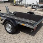 ALFA 12116MP.75 egytengelyes, 2.10×1.60m méretű, 750kg fék nélküli mellsőkerekes uniplatós síkplatós motorszállító és quadszállító utánfutó