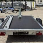 ALFA 12116MP.75 egytengelyes, 2.10×1.60m méretű, 750kg fék nélküli mellsőkerekes uniplatós síkplatós motorszállító és quadszállító utánfutó
