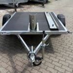 ALFA 12116MP.75 egytengelyes, 2.10×1.60m méretű, 750kg fék nélküli mellsőkerekes uniplatós síkplatós motorszállító és quadszállító utánfutó