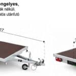 ALFA 13018AP.75 10", 3,04x1,80m méretű, 750kg egytengelyes fék nélküli alsókerekes uniplatós síkplatós motorszállító és quadszállító utánfutó