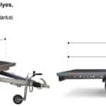 ALFA-B 22516MP.100-ig egytengelyes 2,56x1,6m méretű, 1000kg, fékezett mellsőkerekes uniplatós síkplatós motorszállító és quadszállító utánfutó