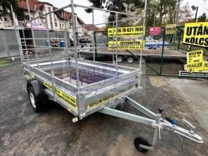 Zaslaw 265SU 2,65x1,32m méretű, 750kg fékezetlen mellsőkerekes fix oldalfalas nyitott utánfutó, használt utánfutó