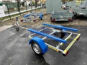 ALFA Marine 14115HP.45A*Neo egytengelyes, 1,49×4,1m, 450kg, fék nélküli, párnafás, csónakszállító, használt utánfutó