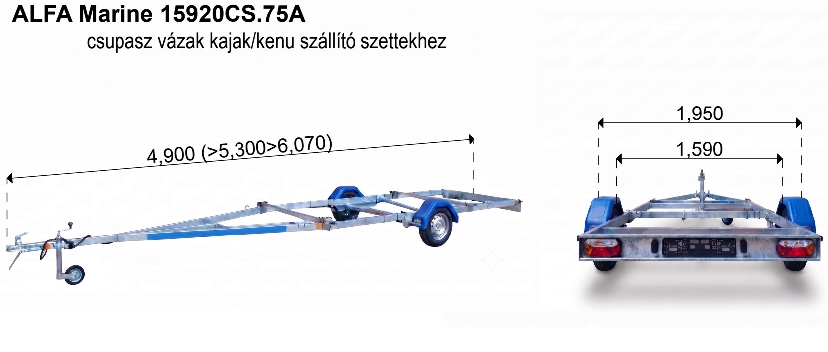 ALFA Marine 15920CS.75A csupasz vázak kajak/kenu szállító szettekhez