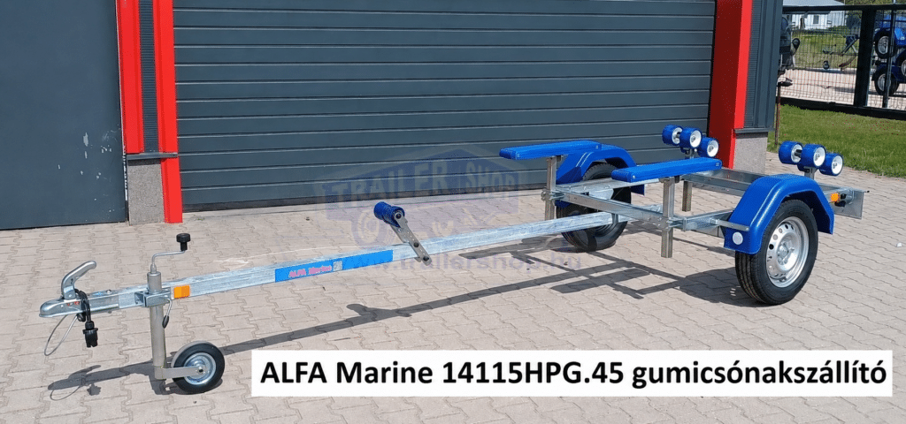 ALFA Marine 14115HPG.45A*, egytengelyes, 4,1x1,49m, 450kg, fék nélküli csónakszállító max. 3,5m hajóig