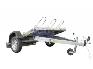 UNITRAILER MOTO 3. egytengelyes, 2,05 x 1,5 m méretű, 750kg teherbírású, fék nélküli, mellsőkerekes, billenthető motorszállító utánfutó