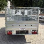 ALFA 12513MN.75 egytengelyes, 2,44x1,25m méretű, 750kg fék nélküli, mellsőkerekes fix oldalfalas nyitott utánfutó RÁCCSAL