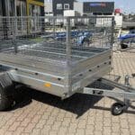 ALFA 12513MN.75 egytengelyes, 2,44x1,25m méretű, 750kg fék nélküli, mellsőkerekes fix oldalfalas nyitott utánfutó RÁCCSAL