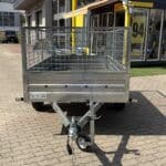 ALFA 12513MN.75 egytengelyes, 2,44x1,25m méretű, 750kg fék nélküli, mellsőkerekes fix oldalfalas nyitott utánfutó RÁCCSAL