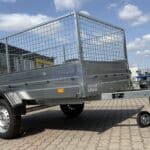 ALFA 12513MN.75 egytengelyes, 2,44x1,25m méretű, 750kg fék nélküli, mellsőkerekes fix oldalfalas nyitott utánfutó RÁCCSAL