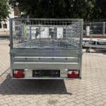 ALFA 12513MN.75 egytengelyes, 2,44x1,25m méretű, 750kg fék nélküli, mellsőkerekes fix oldalfalas nyitott utánfutó RÁCCSAL
