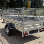 ALFA 12513MN.75 egytengelyes, 2,44x1,25m méretű, 750kg fék nélküli, mellsőkerekes fix oldalfalas nyitott utánfutó RÁCCSAL