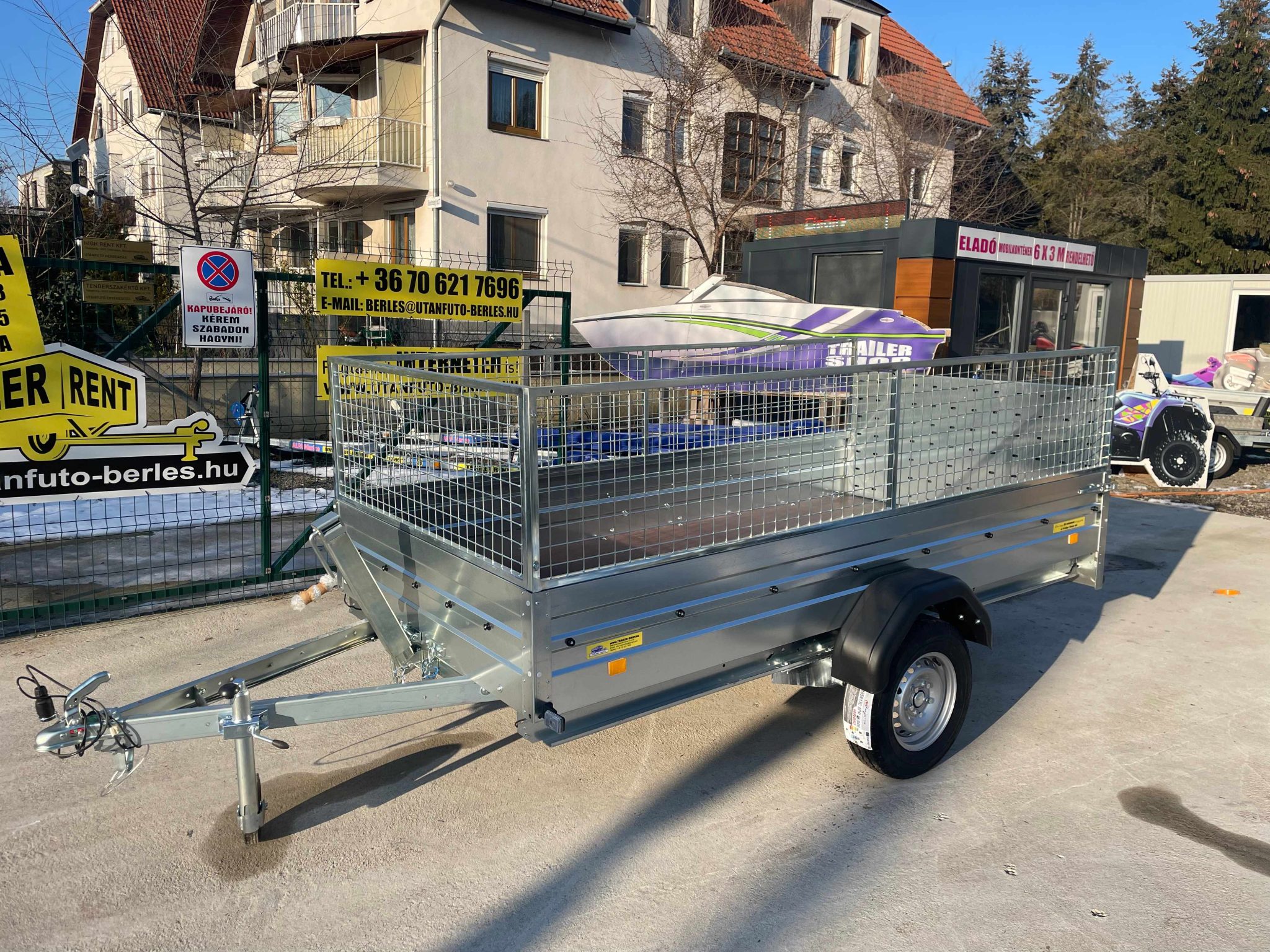 ALFA 13015MN.75 FAB egytengelyes fékezetlen utánfutó RÁCCSAL 294x144cm - 750kg össztömeg