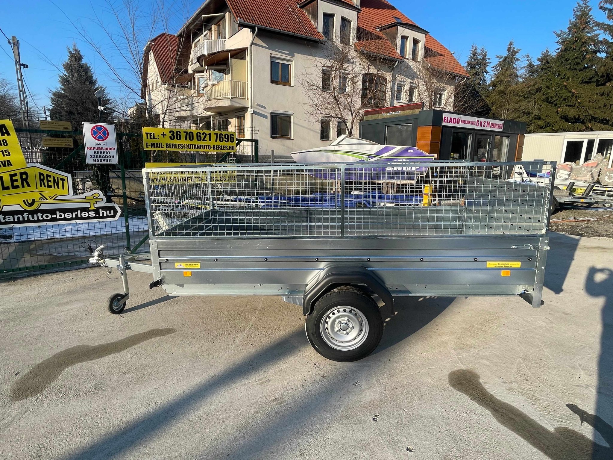 ALFA 13015MN.75 FAB egytengelyes fékezetlen utánfutó RÁCCSAL 294x144cm - 750kg össztömeg
