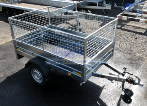 ALFA 12011MN.75 egytengelyes, 2,0x1,08m méretű, 750kg fék nélküli, mellsőkerekes fix oldalfalas nyitott utánfutó RÁCCSAL